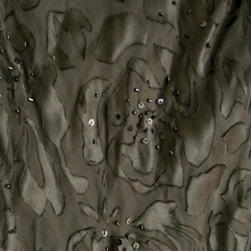 XSCAPE Joanna Chen Midi Dress 10/*Black Floral Silk Blend Mesh Beaded Strap Y2K - Imagen 4 de 10