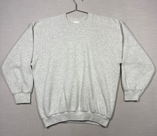 Vintage Fruit of the Loom Sweatshirt L Heathered Gray Blank Plain Crewneck USA