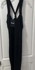 Women NWT Misguided Black Sheath Bodycon Dress Cross Straps Size 10