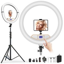 18" Ring Light with Stand: Touch Screen LED Display 60" Tall Tripod,