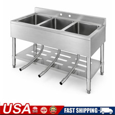 Commercial Kitchen Sink ,Freestanding 3-Compartment Stainless Steel Utility Sink