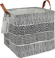 Square Nursery Hamper Storage Bins Canvas Laundry Basket Foldable with Waterproo