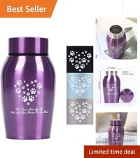 Compact and Elegant Purple Stainless Steel Urn for Pet Ashes - 25 lbs Capacity