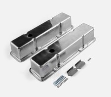 Chevy Sbc 350 Polished Aluminum Plain Valve Covers - Tall W Hole New Chevy Sbc 350 Polished Aluminum Plain Valve Covers - Tall W Hole New