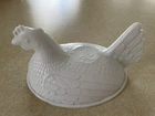 Vintage Indiana Glass White Milk Glass Hen on Nest Replacement Lid Only