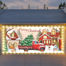 7X16 Ft Christmas Garage Door Banner, 2025 Holiday Garage Door Decoration, Large