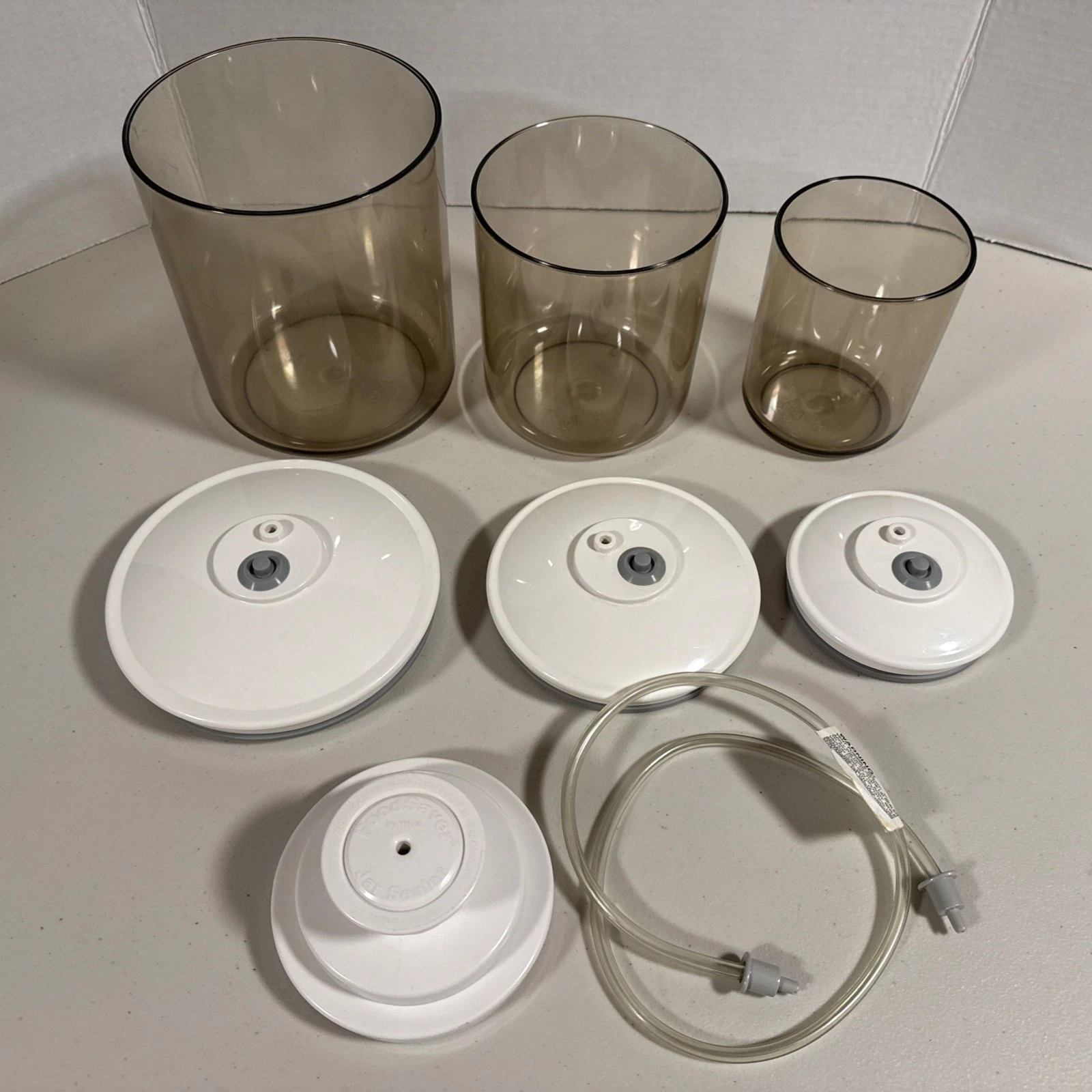 Set 3 FoodSaver 550 Vacuum Canisters 25oz 50oz 80oz With Lids Amber