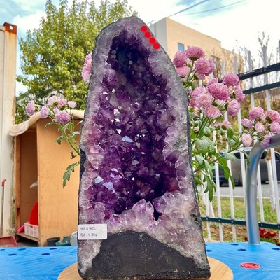 23.76LB Natural Amethyst Geode Quartz Crystal Cluster Cathedral Energy healing