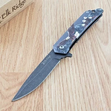 Elk Ridge Wildlife Folding Knife 3.5" 3Cr13MoV Steel Blade Stainless Handle