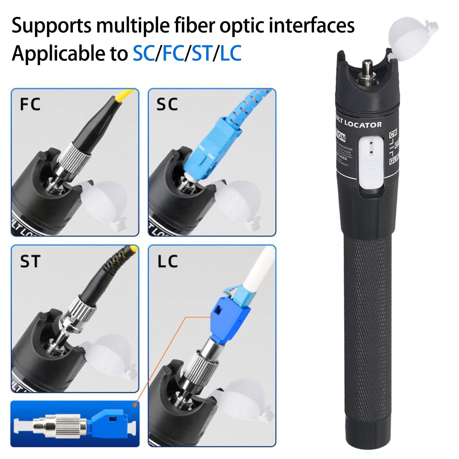 Fiber Visual Fault Locator, 80MW 80KM VFL Fiber Optic Cable Tester Meter Fiber R