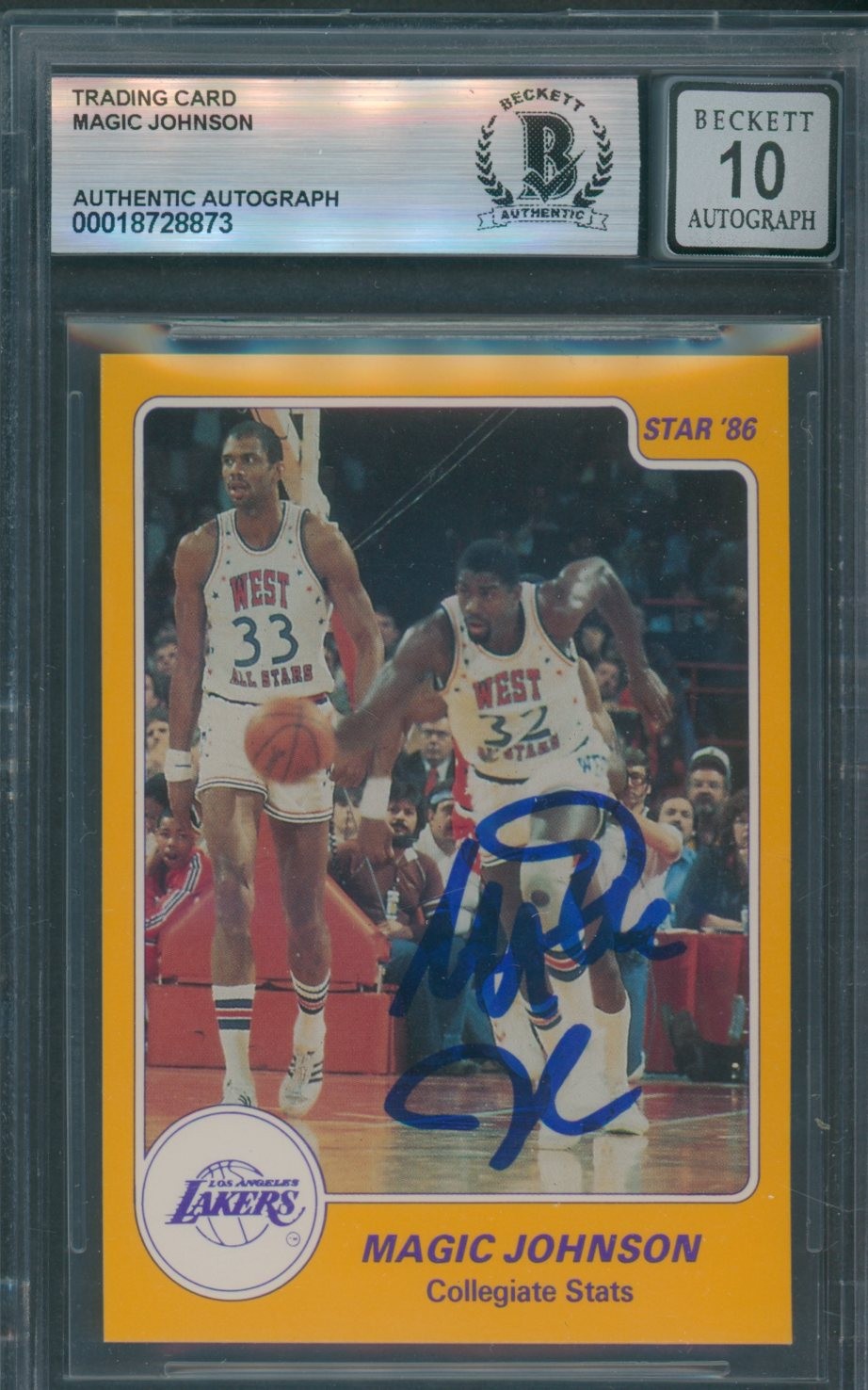 1986 Star Magic Johnson #2 Magic Johnson Beckett Authentic Signed Auto 10 *8873 