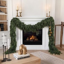 2PCS 9FT Christmas Cedar Garland, Real Touch Soft Greenery Xmas Decorations ...