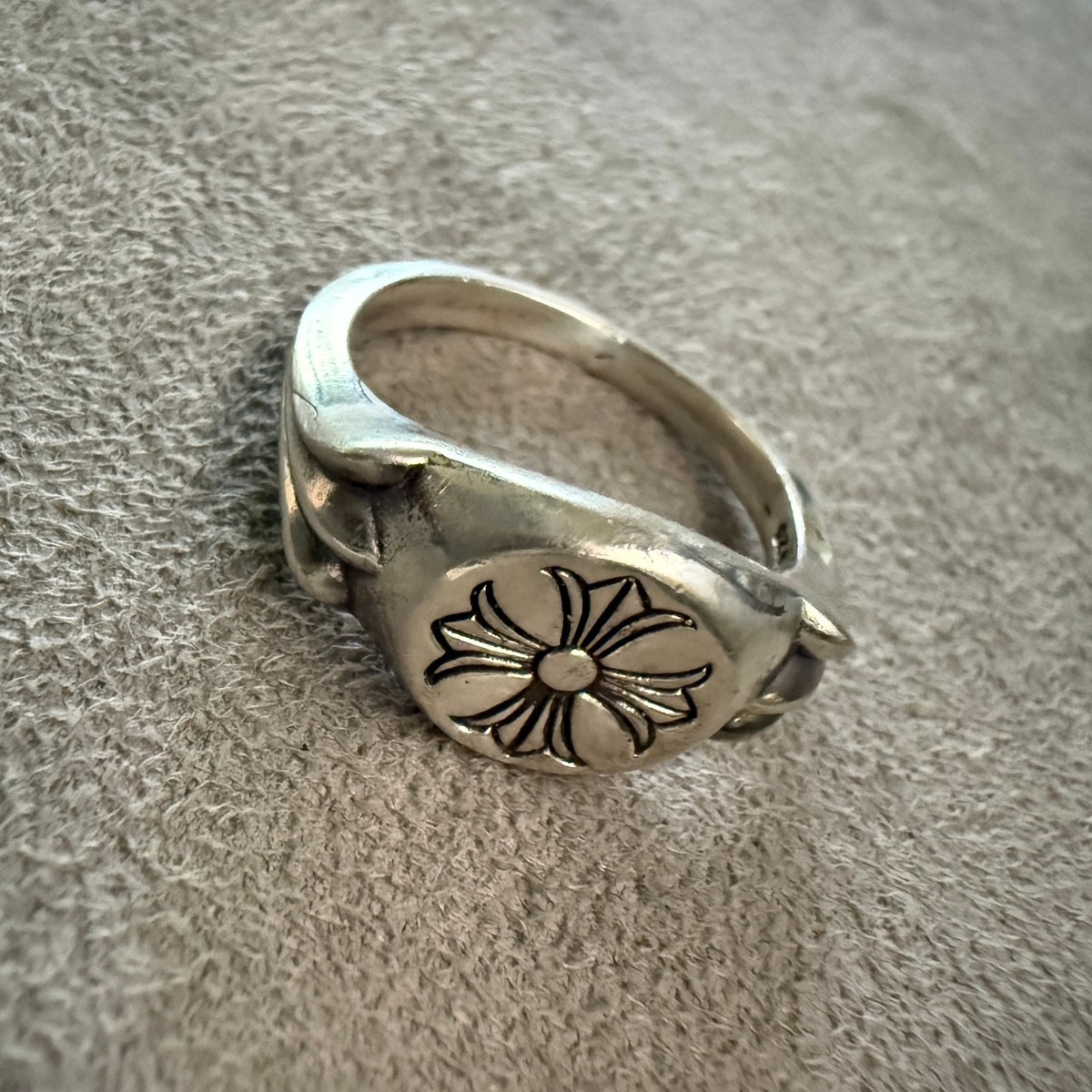 Chrome Hearts Flat Top CH Plus Stamp Ring Size 11.75 Pre Owned 