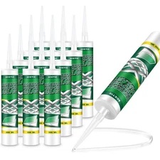12 Pack Clear Silicone Sealant Caulk, 10.1 oz 100% Waterproof Silicone Sealan...