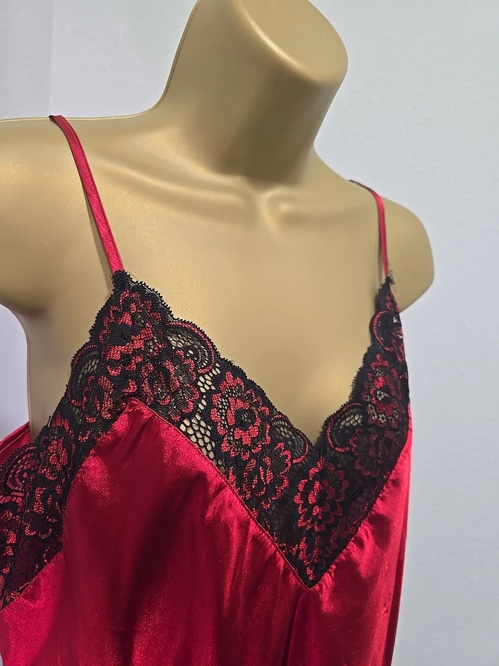 Secret Treasures Rojo Negro Camisola Mujer XL Encaje Lencería Tank Rave Festival Foto 2 de 4