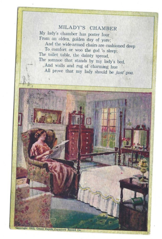 1913 Postcard HB Graves Rochester NY Furniture Mattress Milady's Chamber Somno