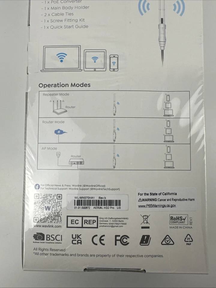 NEW Wavlink AC600 WIFI Repeater Extender Booster High Power Outdoor AP 2.4G 5G - Image 4 of 4