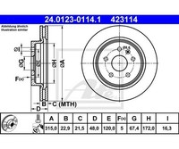 2 St. Bremsscheibe Ate 24.0123-0114.1 FüR Opel Insignia A