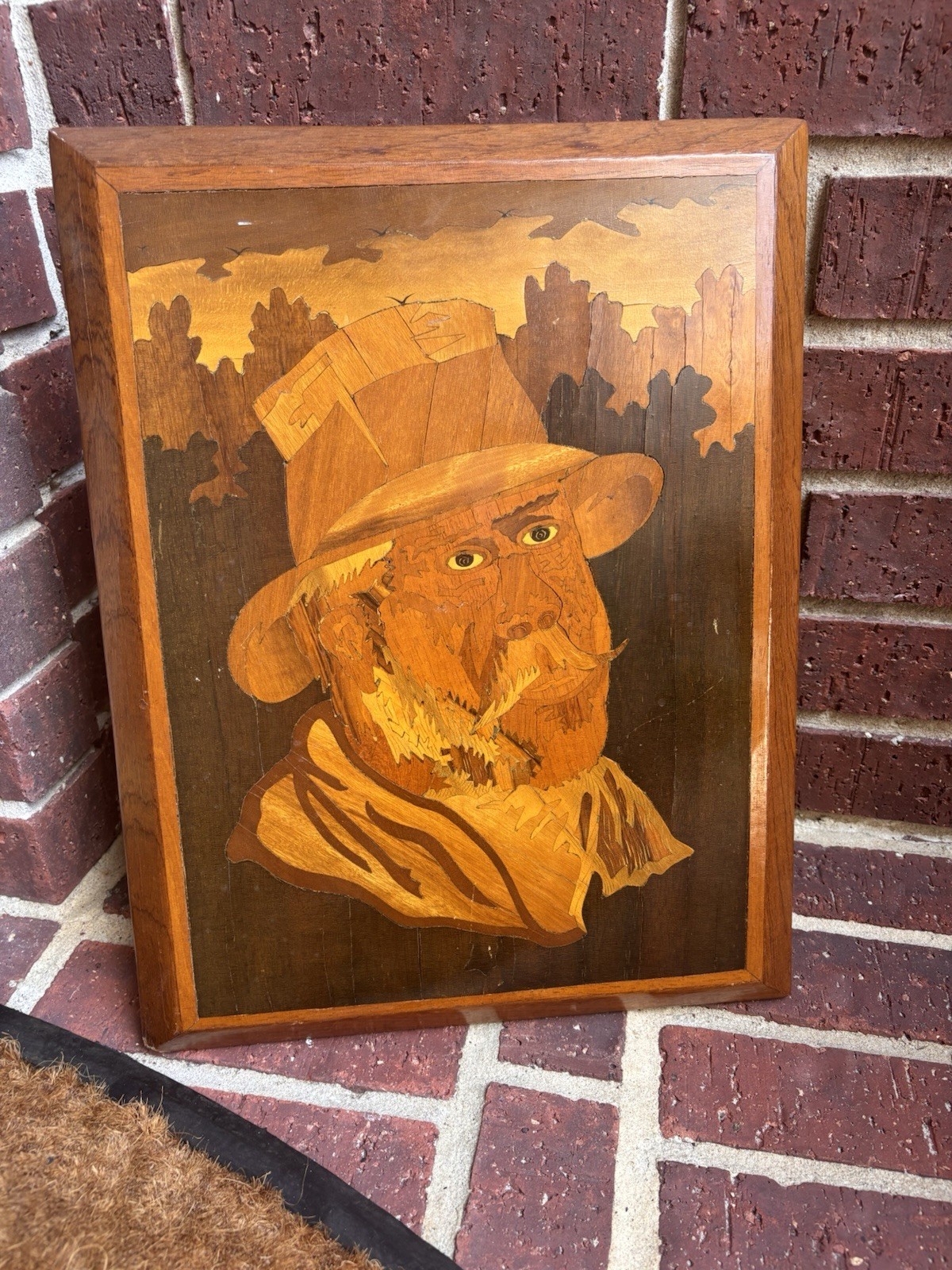 Vintage Marquetry Mosaic Wood art 14” X 16”