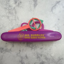 Mr. Bubbles Vintage Swiss Bubble Blower Toy Purple Retro 1980s Outdoor Kids Play