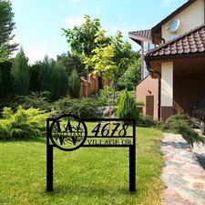 Custom Metal Monogram Address Sign with Stakes, Address Yard Stake,House Numbers