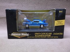 Ertl 2001 American Muscle Blue 69 1969 Mercury Cougar Eliminator Display Case Ertl 2001 American Muscle Blue 69 1969 Mercury Cougar Eliminator Display Case