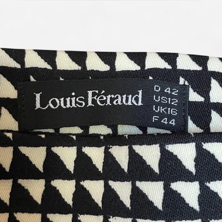 Women’s Louis Féraud Skirt - Euc - 100% Wool Size 12 Geometric Print - Image 3 of 4