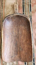 Primitive Style Wooden Hand Carved Wood Grain Feed Scoop
