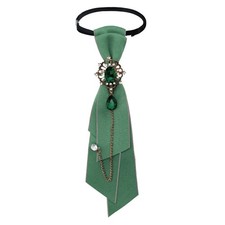 Womens Pre Tied Adjustable Rhinestone Ribbon Bow Tie For Formal Prom Banquet