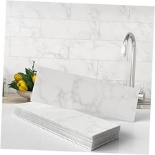Peel and Stick Backsplash Kitchen 16tiles/5.06sqft/pack Carrara White