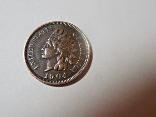 1904 Indian Head Penny in about XF condition.  Liberty, great rim, diamonds.