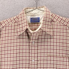Pendleton Shirt Mens L Brown Plaid Wool Flannel Quilted Lined Vintage 70s USA