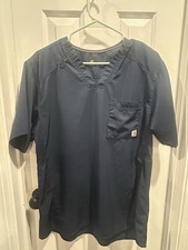 Carhartt Unisex Medical Scrub Top Navy Solid Pattern Size M Uniform Apparel