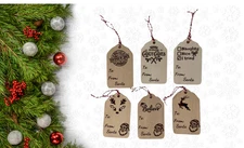 Christmas Wood Gift Tags set of 6 Hanging Ornaments Christmas Decor Gift Tags