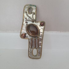Vintage BRUTALIST Modernist ABSTRACT Hand Made Jewelry Buckle Pendant Stone