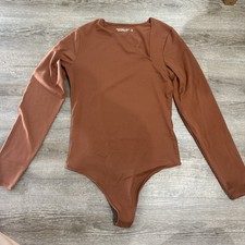 Abercrombie Fitch Soft A F Long Sleeve Bodysuit Brown Women's Size S