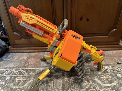 Nerf N-Strike Vulcan EBF-25 Heavy Blaster w/ Tripod Ammo Box Belt TESTED WORKS