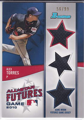 Alex Torres Tampa Bay Rays 2011 Bowman AS Futures Triple Relics