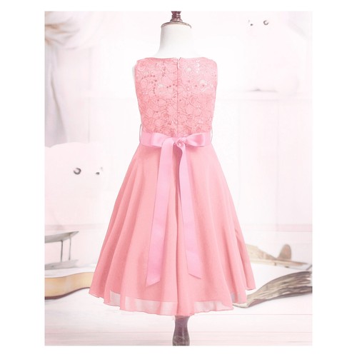 UK Flower Girls Dress Sequins Pageant Gown Wedding Bridesmaid Party Maxi Dress - Picture 29 of 42
