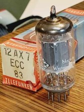 12AX7/ECC83 Telefunken NOS/NIB Ribbed Plate M...