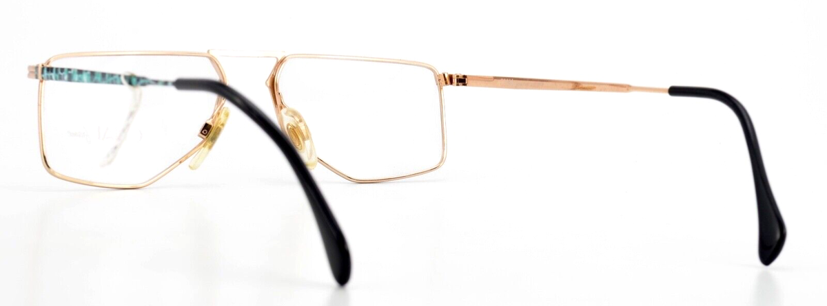 CHAI Eyeglasses K650 F505 Vintage 80s Hex Full Rim S Gold Blue