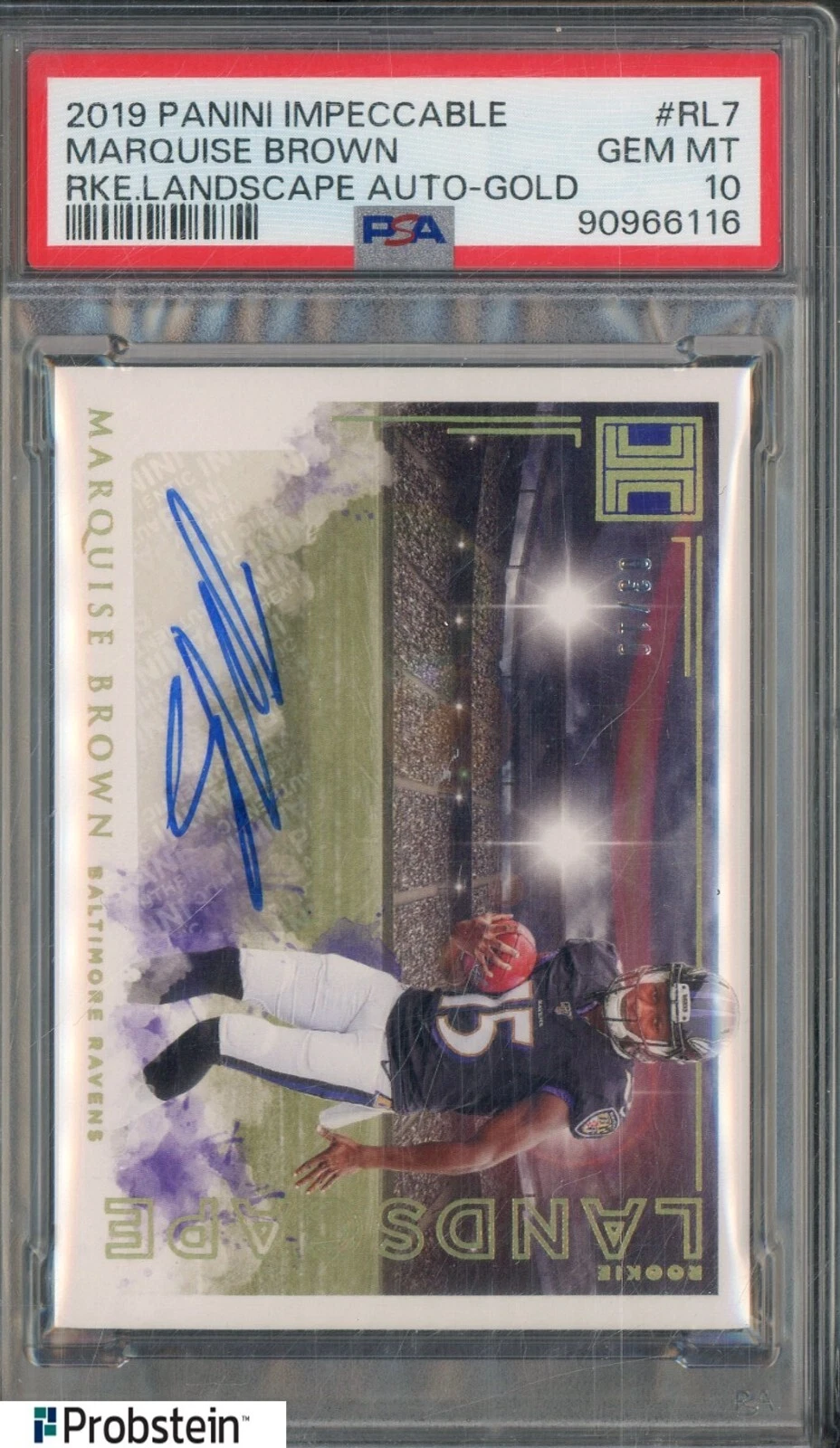 Marquise Brown Panini Impeccable Rookie Landscape Autographs #RL7 Gold