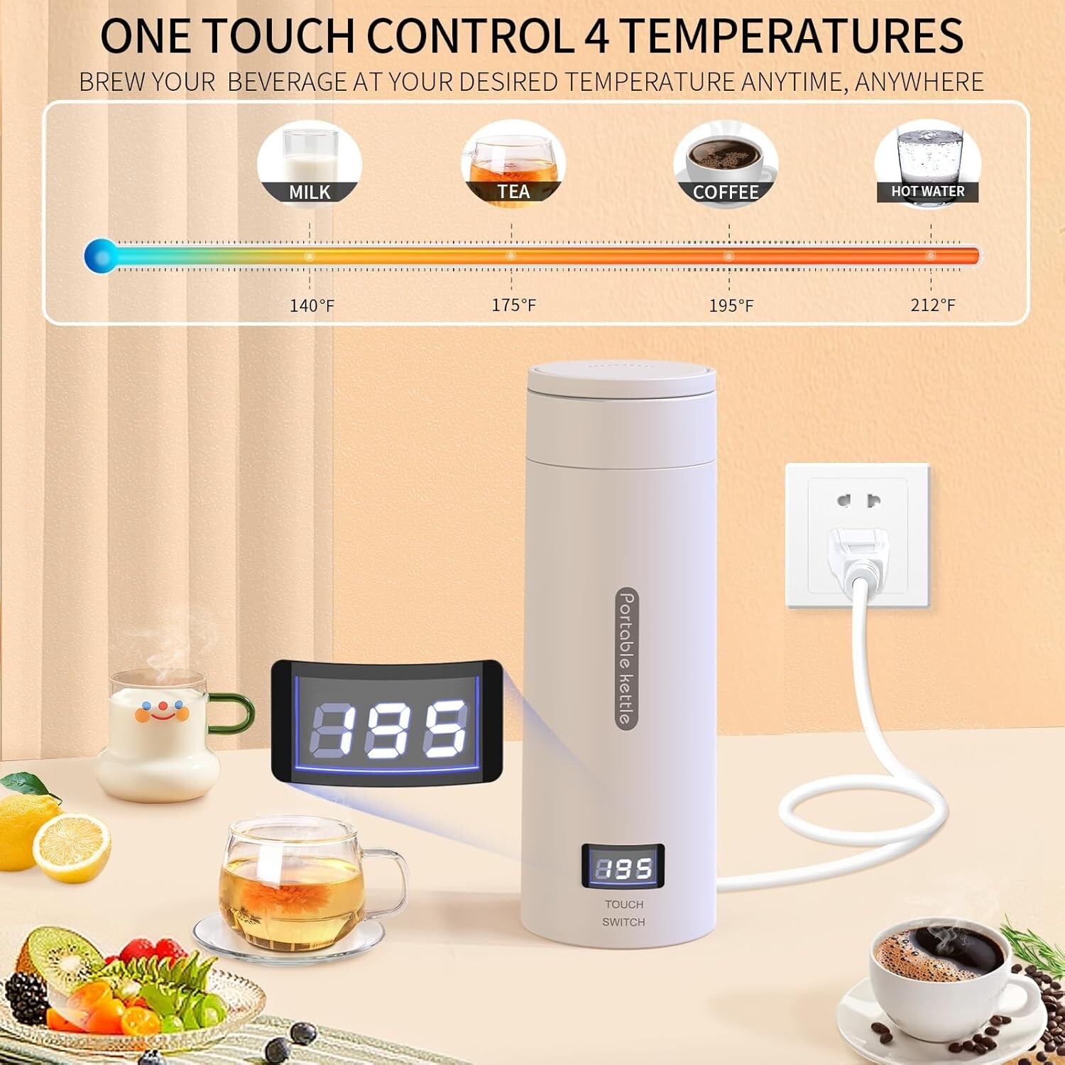 Portable Travel Electric Kettle 400ml/12.85oz Small Mini Hot Water Boiler-image