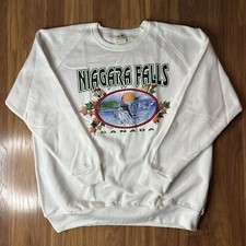 NWOT Vintage 2000 Niagara Falls White Crew Neck Sweatshirt XXL Made In Canada