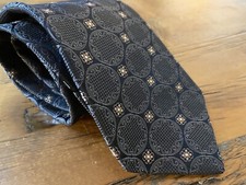 NEW John W Nordstrom Black Silver  Gold Silk Mens Neck Tie - 3.5" W - 58" L