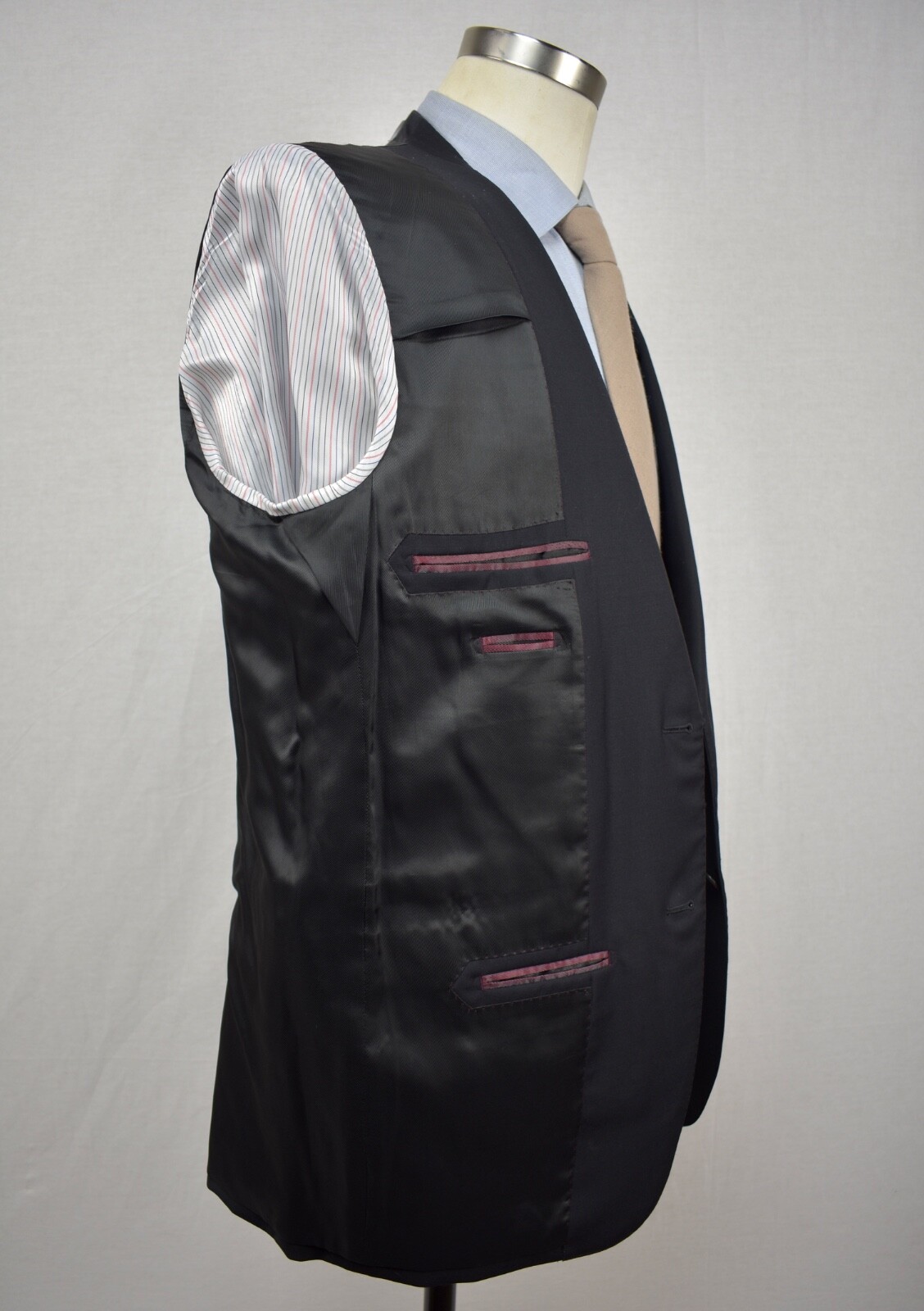 Byron Solid Black Wool Two Button Blazer Size: 42R - image 8