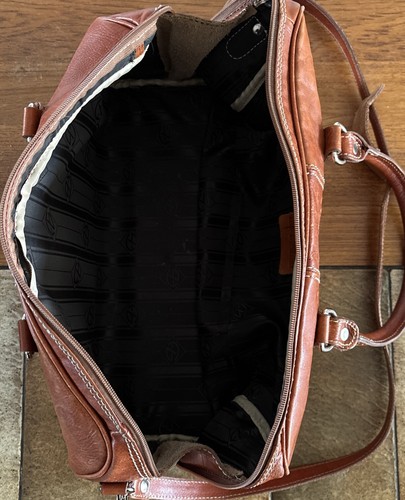 Vtg Handmade Old Florence Italy Leather Duffle Purse Bag Detachable Strap Nice! - Picture 7 of 13