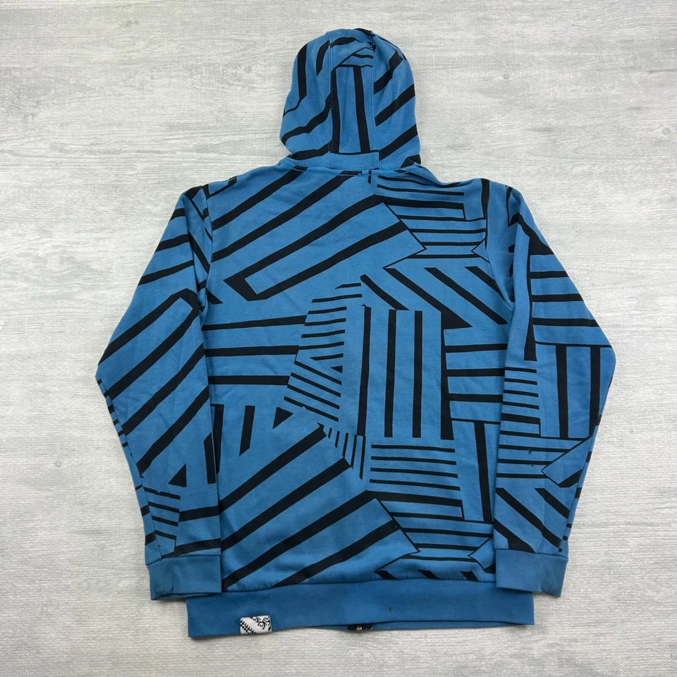 Sudadera De Colección Y2K Shaun Blanca Talla XL Azul Cremallera Completa Geométrica Sudadera con Capucha Foto 3 de 4