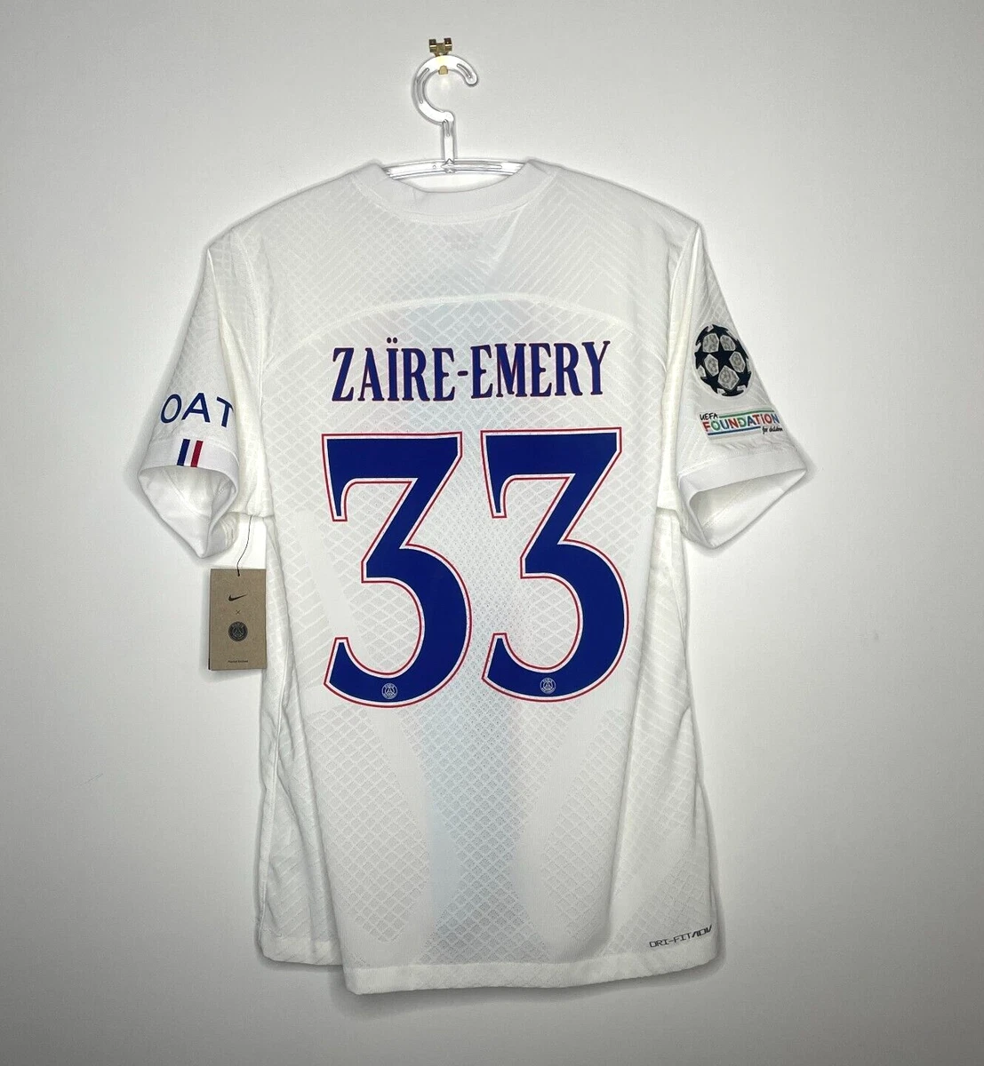 Maillot Domicile Stadium PSG Nike 25/26 - Enfant avec flocage Zaïre-Emery 33