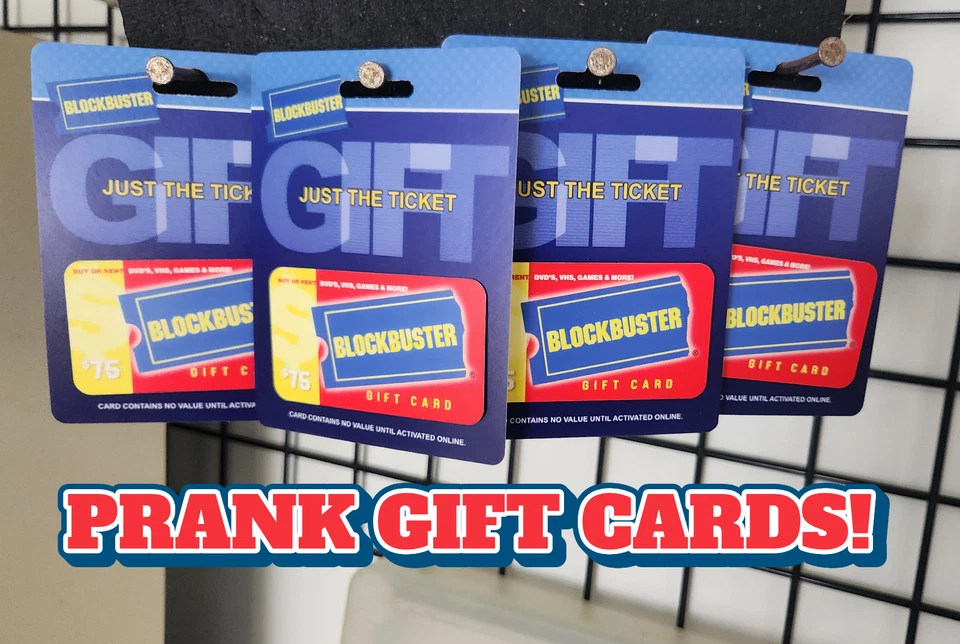 (4) Blockbuster Prank Gag Gift Card - Birthday Christmas Graduation Gag FUNNY